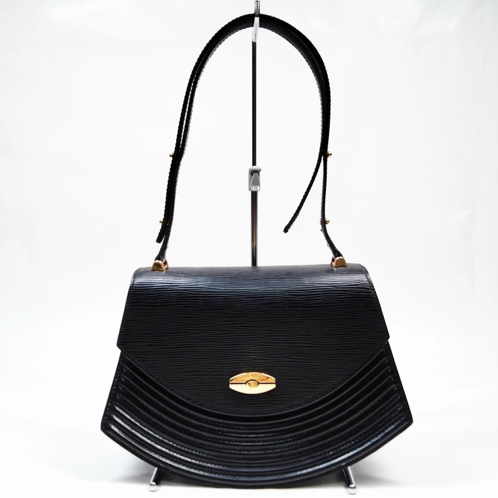 Louis Vuitton Black Shoulder Bag with Gold Accents